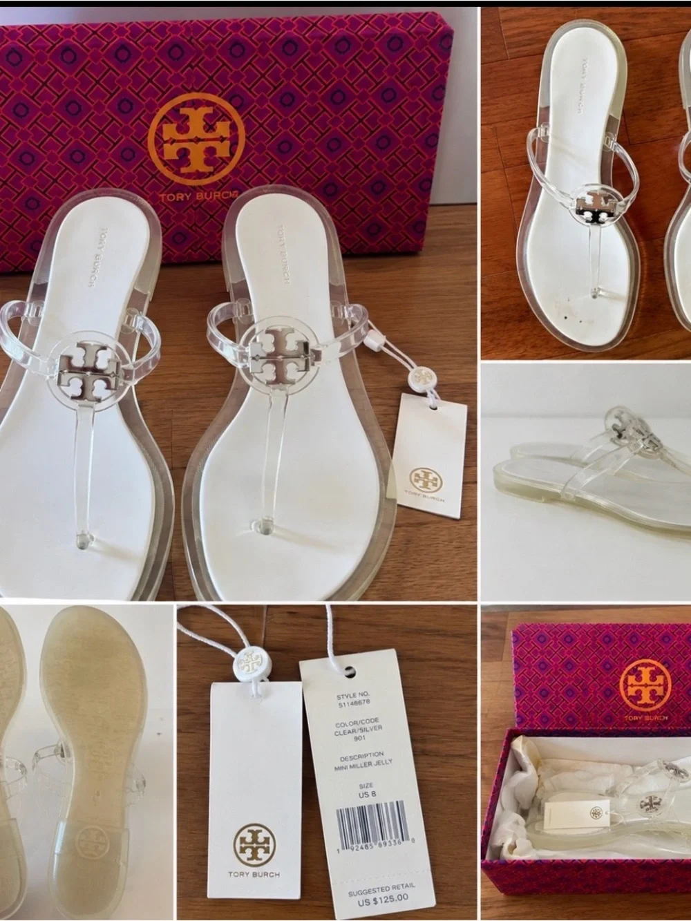 Tory Burch Clear Miller Jelly Thong Sandals - White Footbed